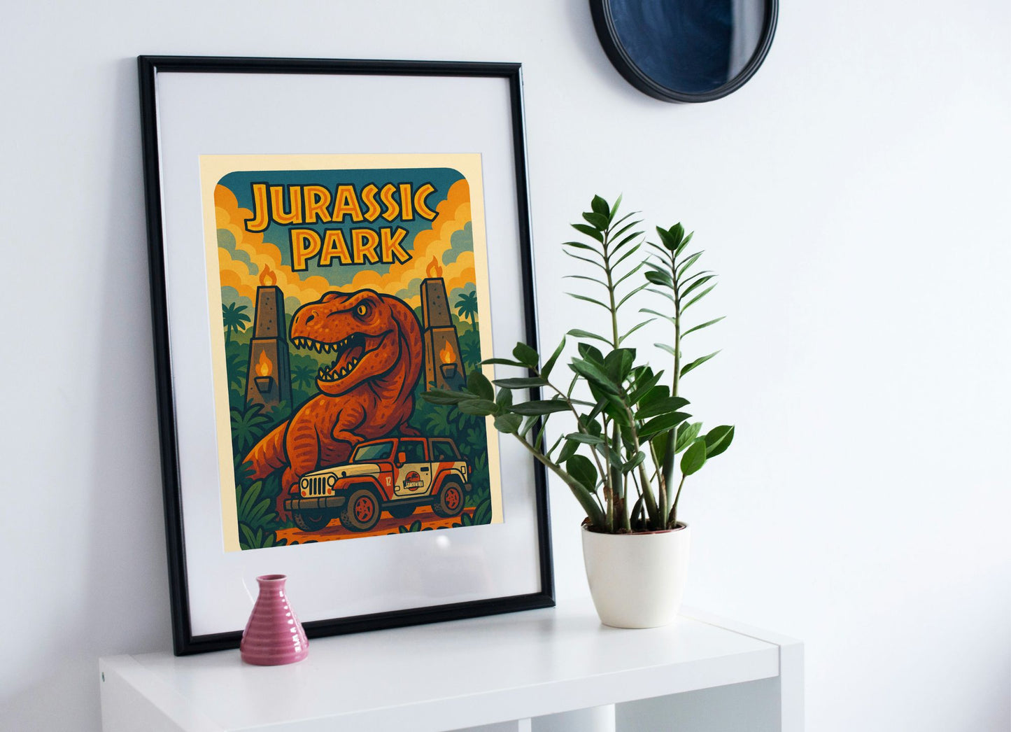 Jurassic Park Retro Print – Movie Inspired Dinosaur Wall Art for Jurassic Fans & Adventure Seekers