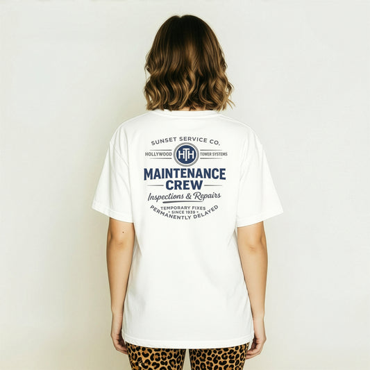 Tower Hotel Maintenance Crew T Shirt Tower of Terror Theme Park Inspired Graphic Tee Spooky Ride Shirt Vintage Attraction Apparel