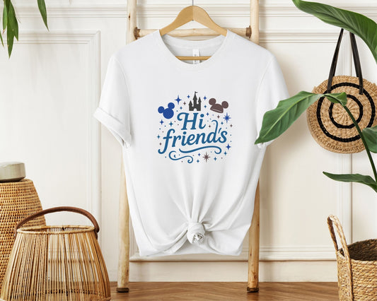 "Hi Friends" T-Shirt – Disney Greeting Inspired Tee for Disney World Fans