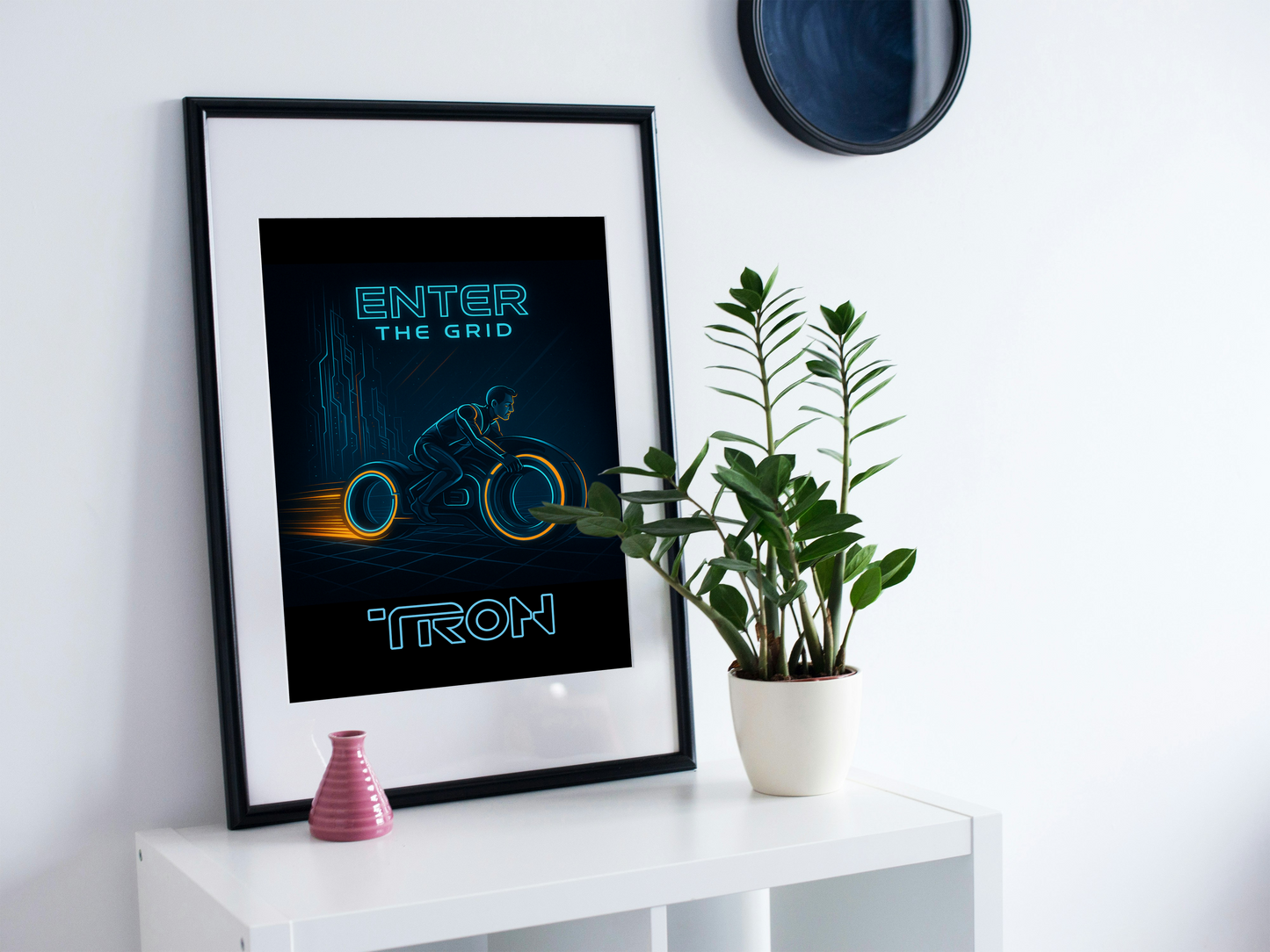 Enter the Grid Print – TRON Inspired Sci-Fi Wall Art for Retro Futurists & Disney Fans