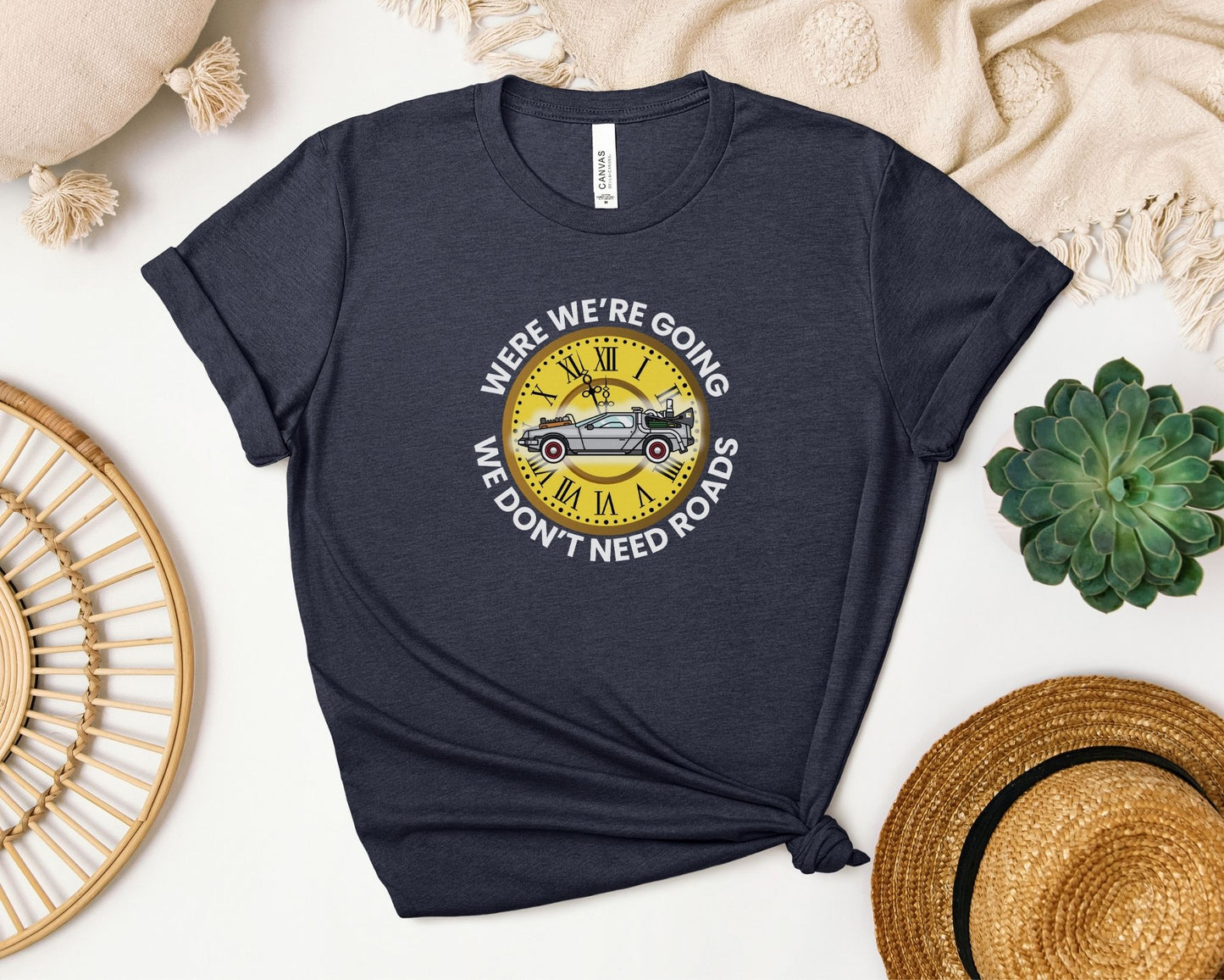 Where We’re Going, We Don’t Need Roads T-Shirt – Back to the Future Inspired Tee for 80s Movie Fans