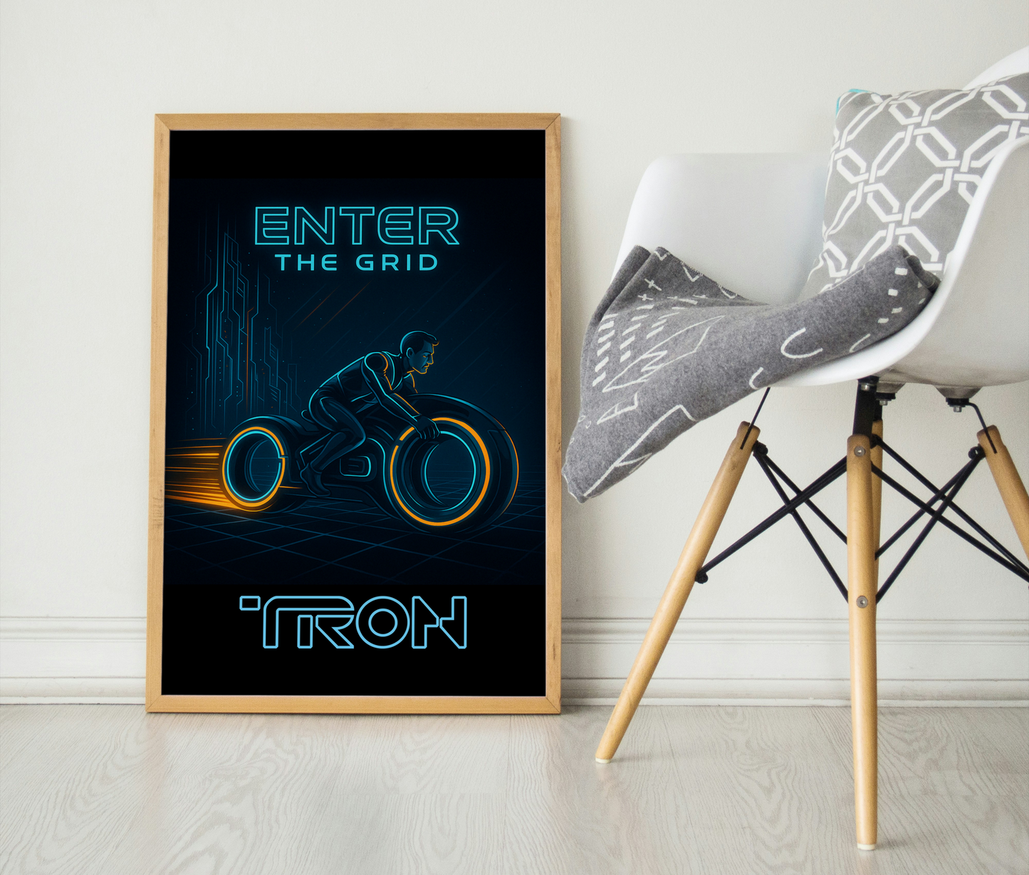Enter the Grid Print – TRON Inspired Sci-Fi Wall Art for Retro Futurists & Disney Fans