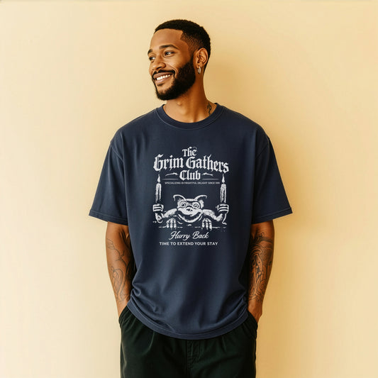 Grim Gathers Club T Shirt Haunted Mansion Inspired Graphic Tee Spooky Theme Park Shirt Halloween Apparel