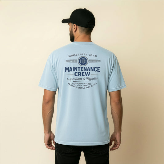 Tower Hotel Maintenance Crew T Shirt Tower of Terror Theme Park Inspired Graphic Tee Spooky Ride Shirt Vintage Attraction Apparel
