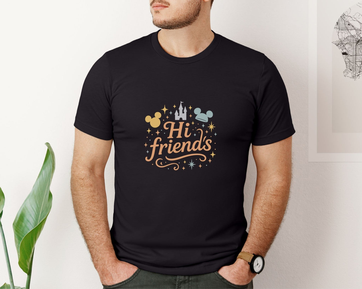 "Hi Friends" T-Shirt – Disney Greeting Inspired Tee for Disney World Fans
