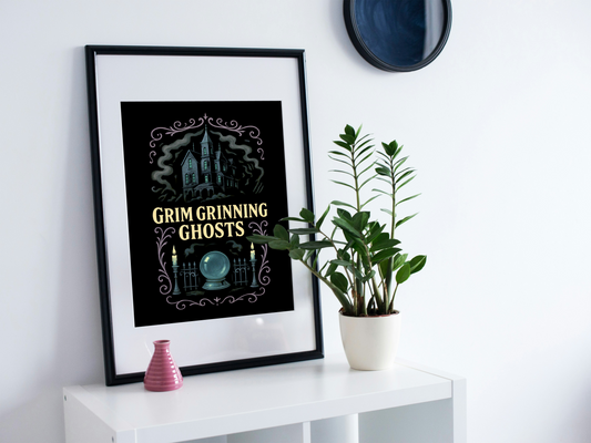 Grim Grinning Ghosts Print – Haunted Mansion Inspired Wall Art for Disney Fans