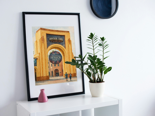 Universal Studios Orlando Watercolour Print – Theme Park Inspired Wall Art for Movie Lovers & Travel Fans
