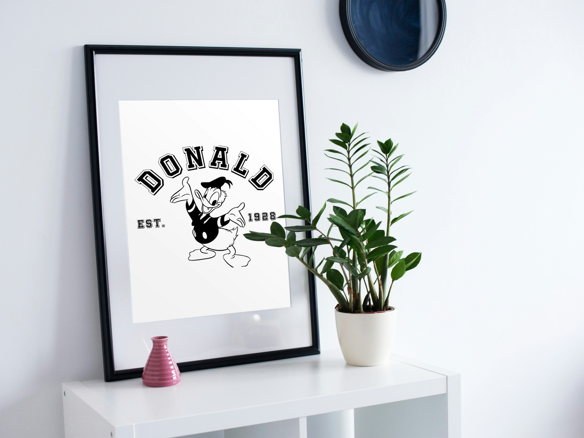Donald Duck Est. 1928 Print – Vintage Disney Wall Art for Classic Cartoon Fans
