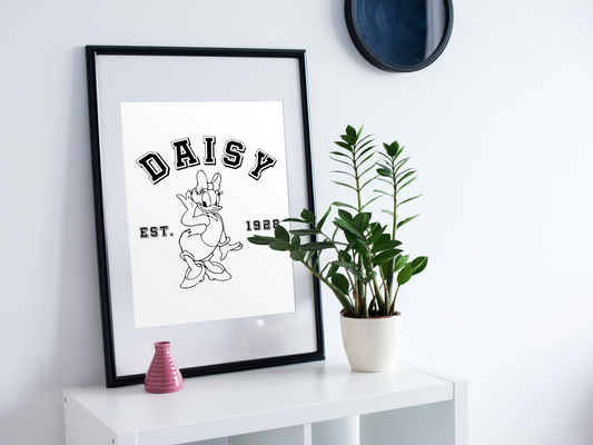 Daisy Duck Est. 1928 Print – Vintage Disney Wall Art for Classic Cartoon Fans
