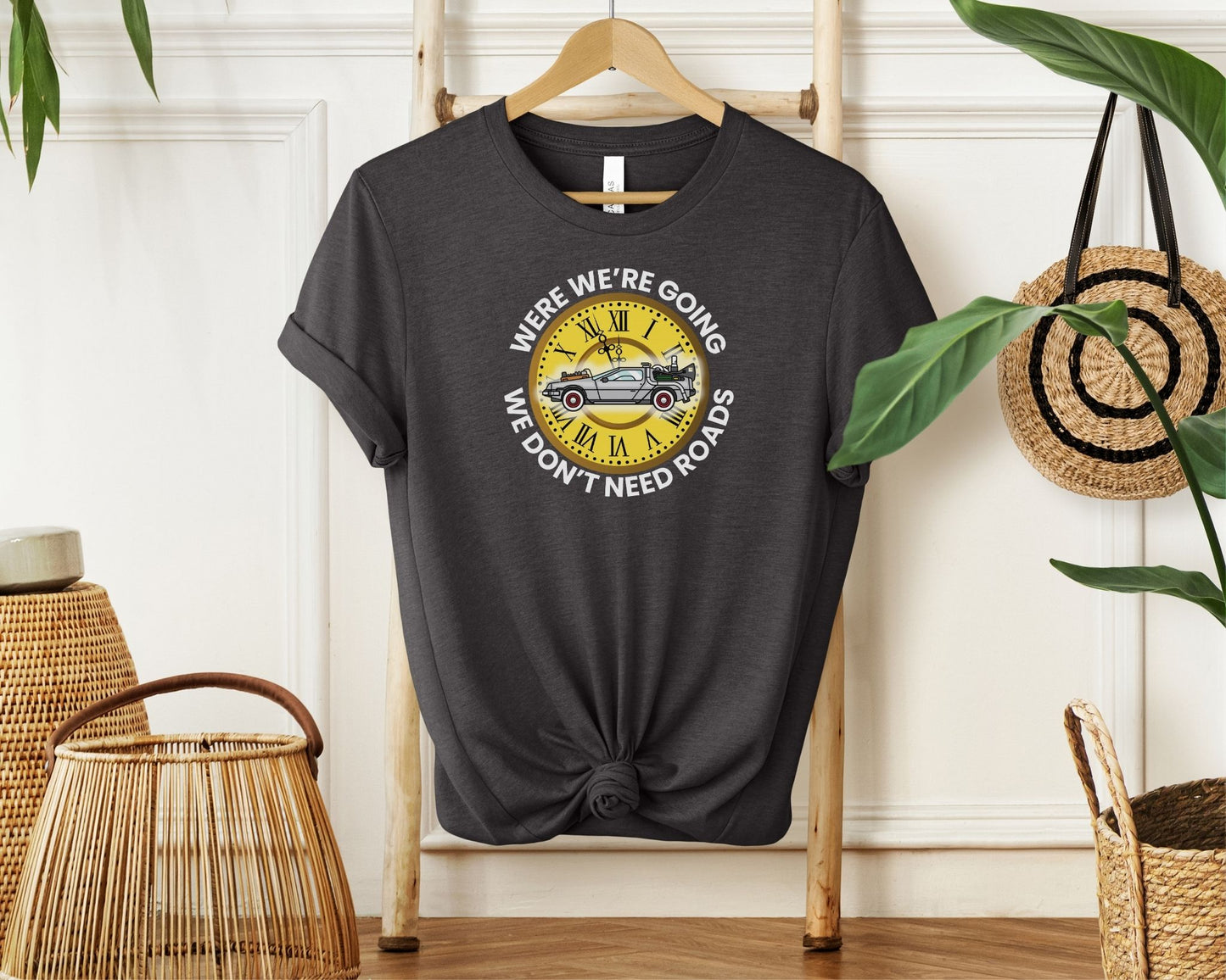 Where We’re Going, We Don’t Need Roads T-Shirt – Back to the Future Inspired Tee for 80s Movie Fans