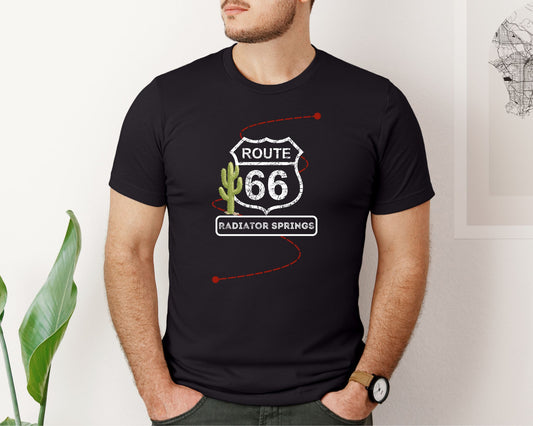 Radiator Springs Route 66 T-Shirt – Pixar Cars Fan Tee for Disney Trips