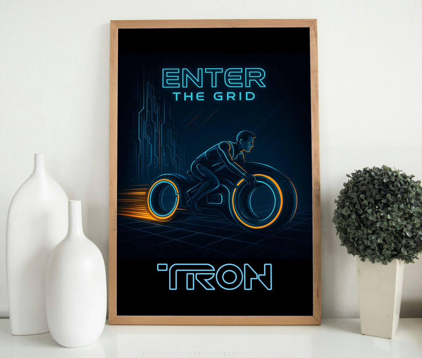 Enter the Grid Print – TRON Inspired Sci-Fi Wall Art for Retro Futurists & Disney Fans